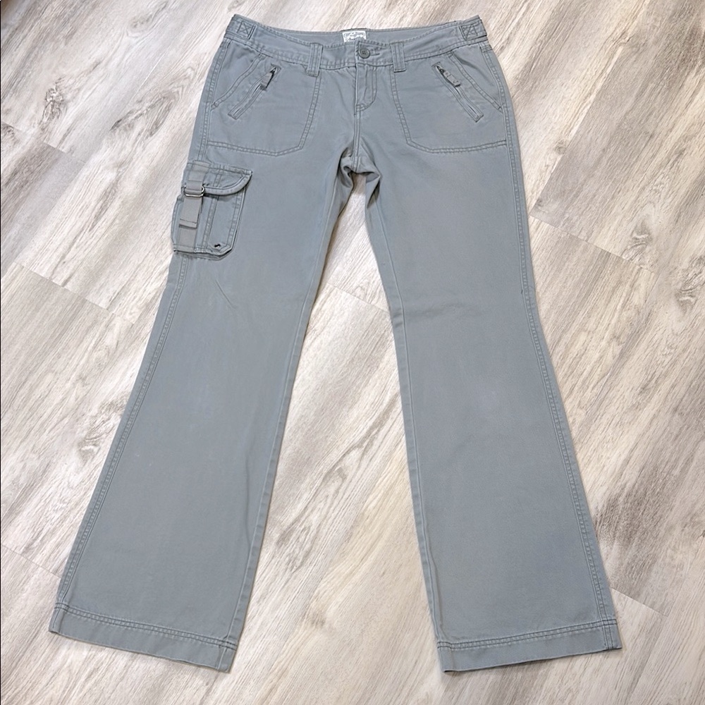 Vintage 90s Y2K Aeropostale Gray Wide Leg‎ Utility Cargo Trousers Pants / 9/10L